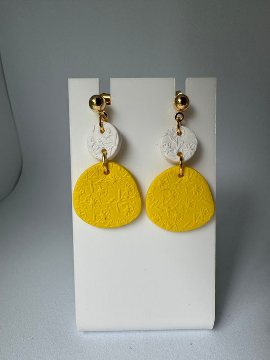 Embossed Earrings: Yellow Dome