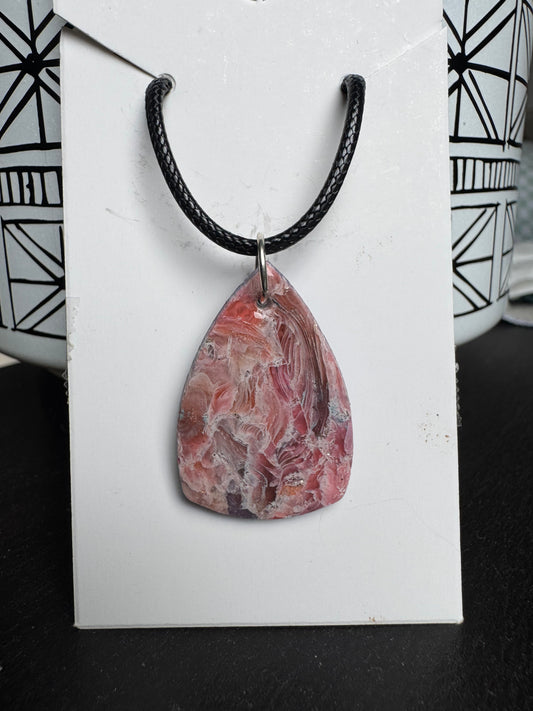 Pink Faux Agate Necklace: Oval
