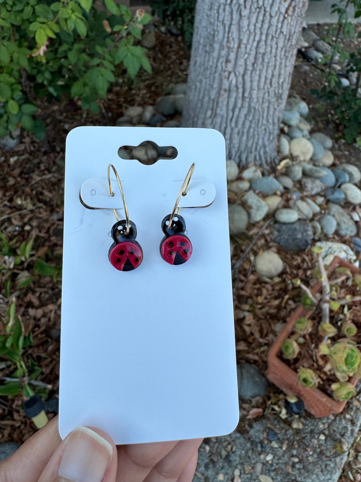 Ladybug Hoops
