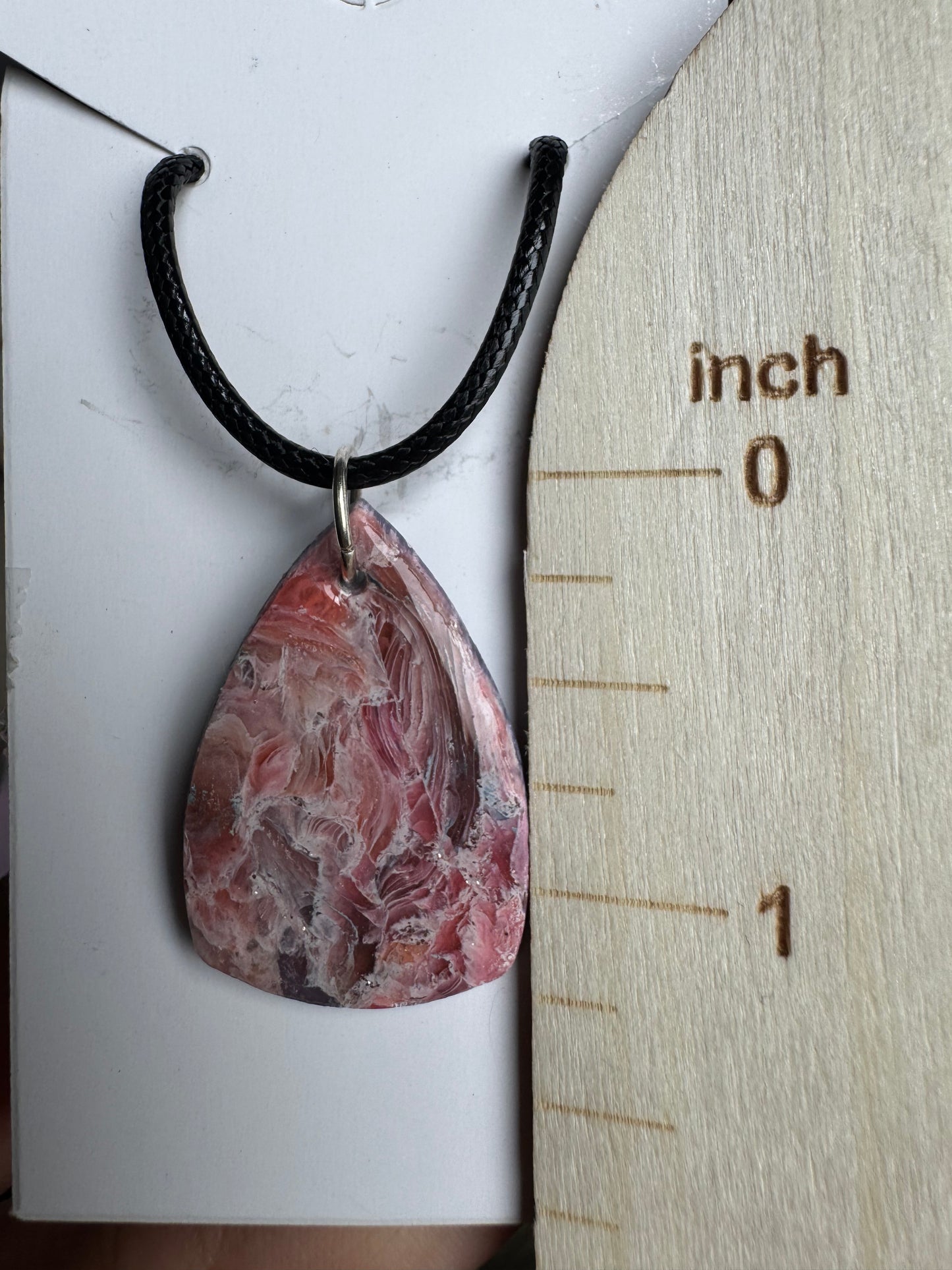 Pink Faux Agate Necklace: Oval